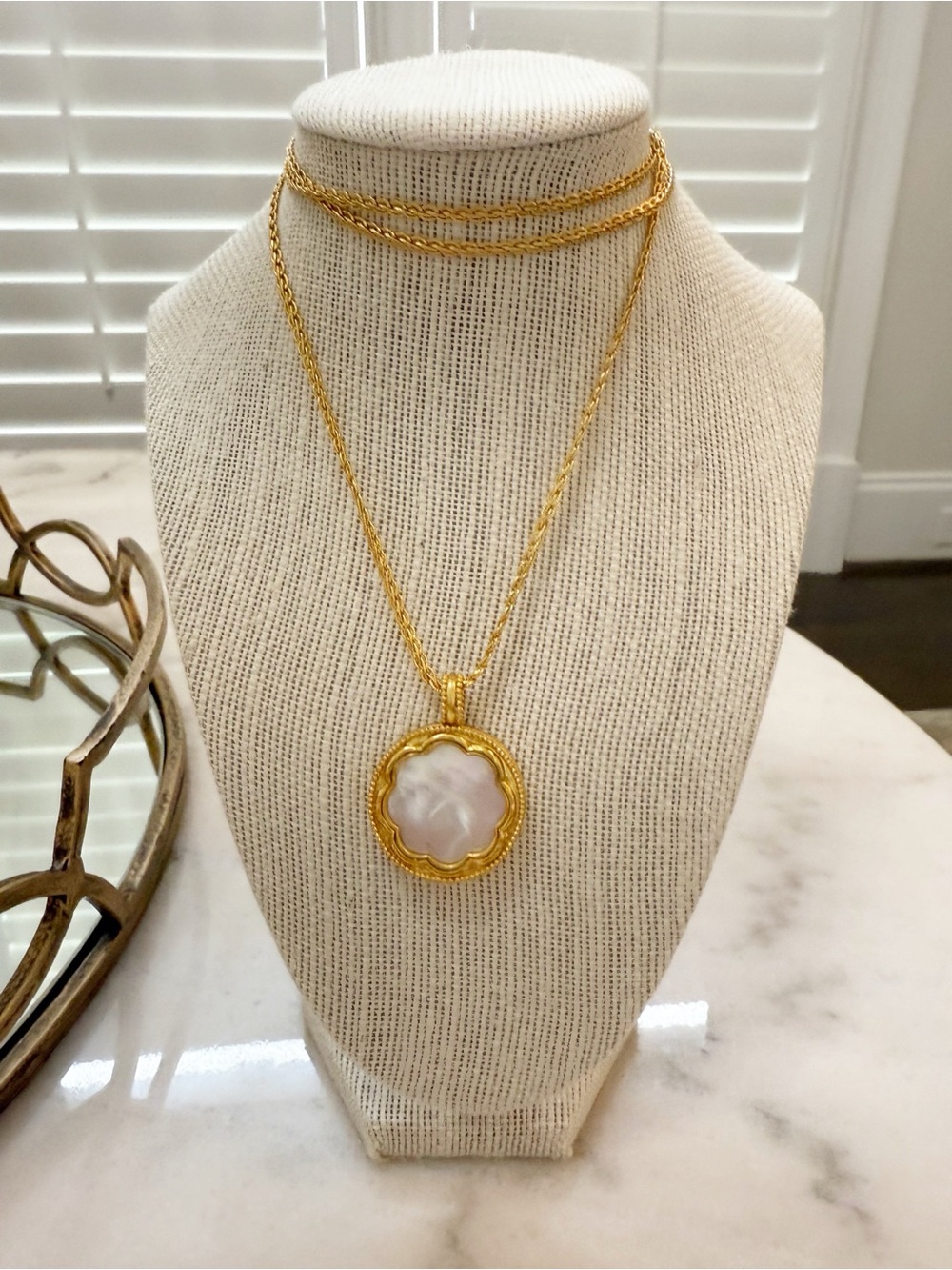 Julie Vos Trieste Coin Mother of Pearl Pendant Necklace